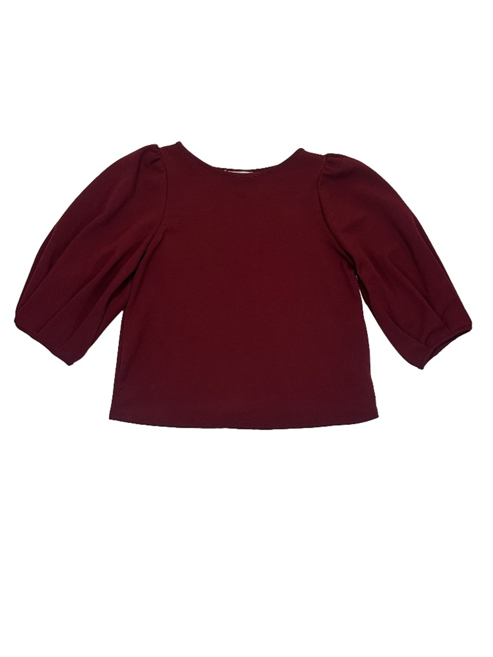 Green Envelope Burgundy Puff Sleeve Top Made in USA Size S